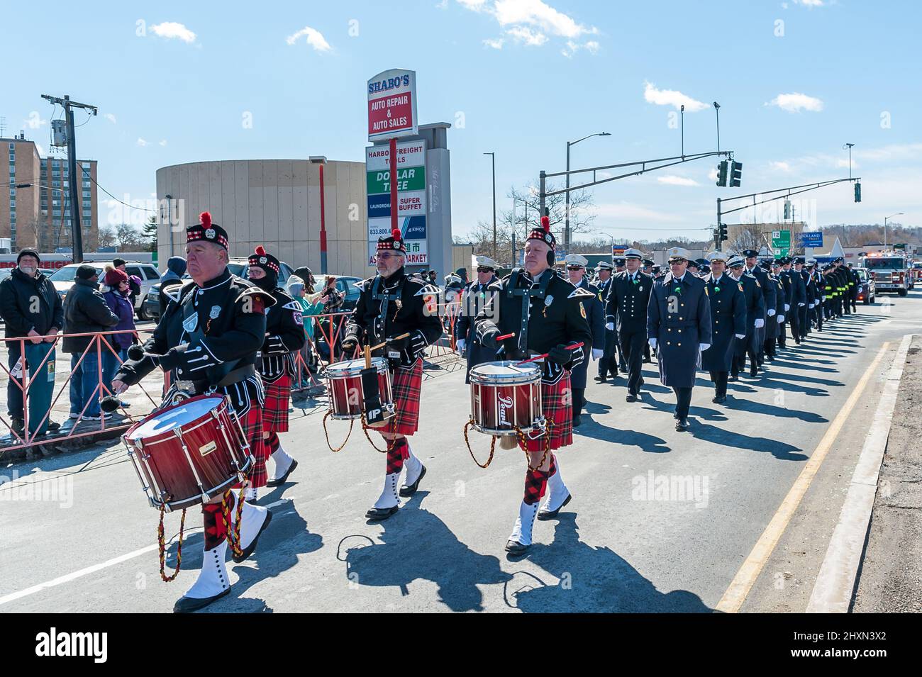 Worcester Fire Brigade Pipes & Drums at St. Patrick's Day Parade