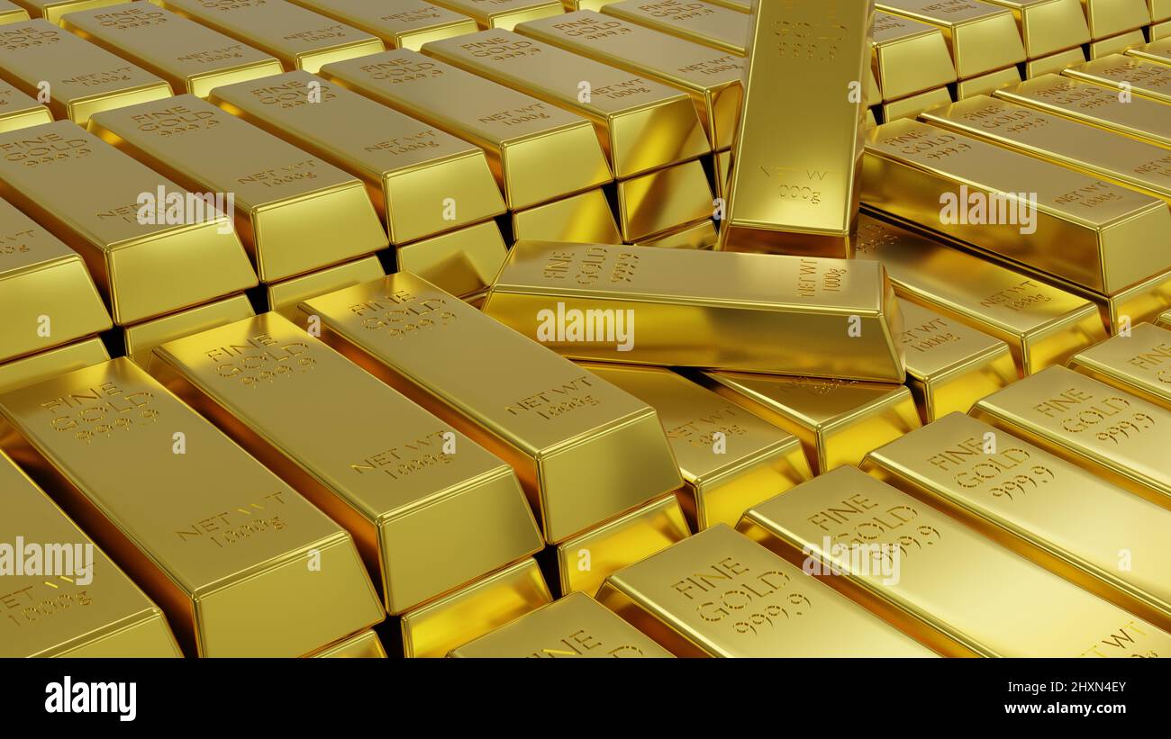 Stack of Gold Bars and investment finance business, Financial concepts, 3D rendering Stock Photo