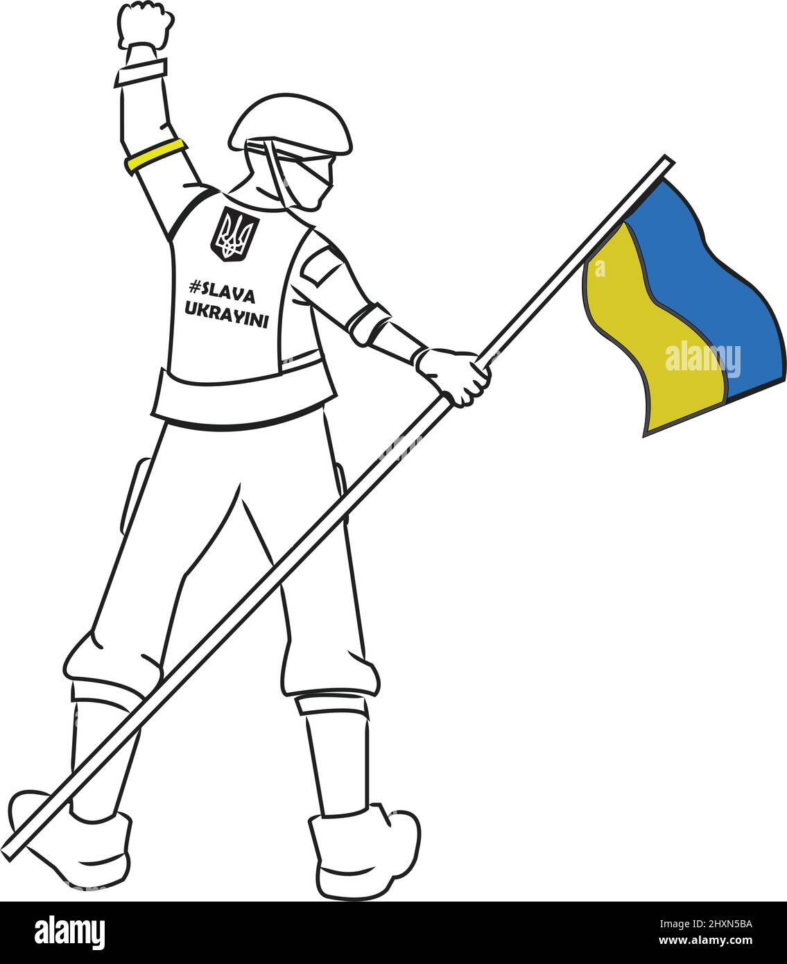 Stand with Ukraine slava ukrayini illustration to support Ukraine on war against Russia. Peace for Ukrainian people. Stock Vector