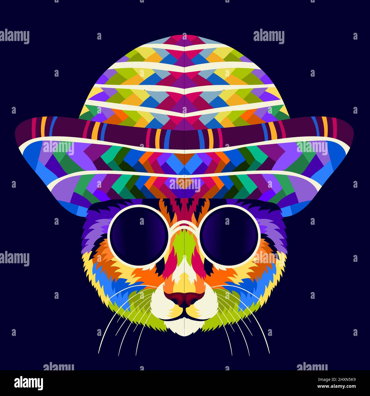 illustration colorful cat with pop art style Stock Vector