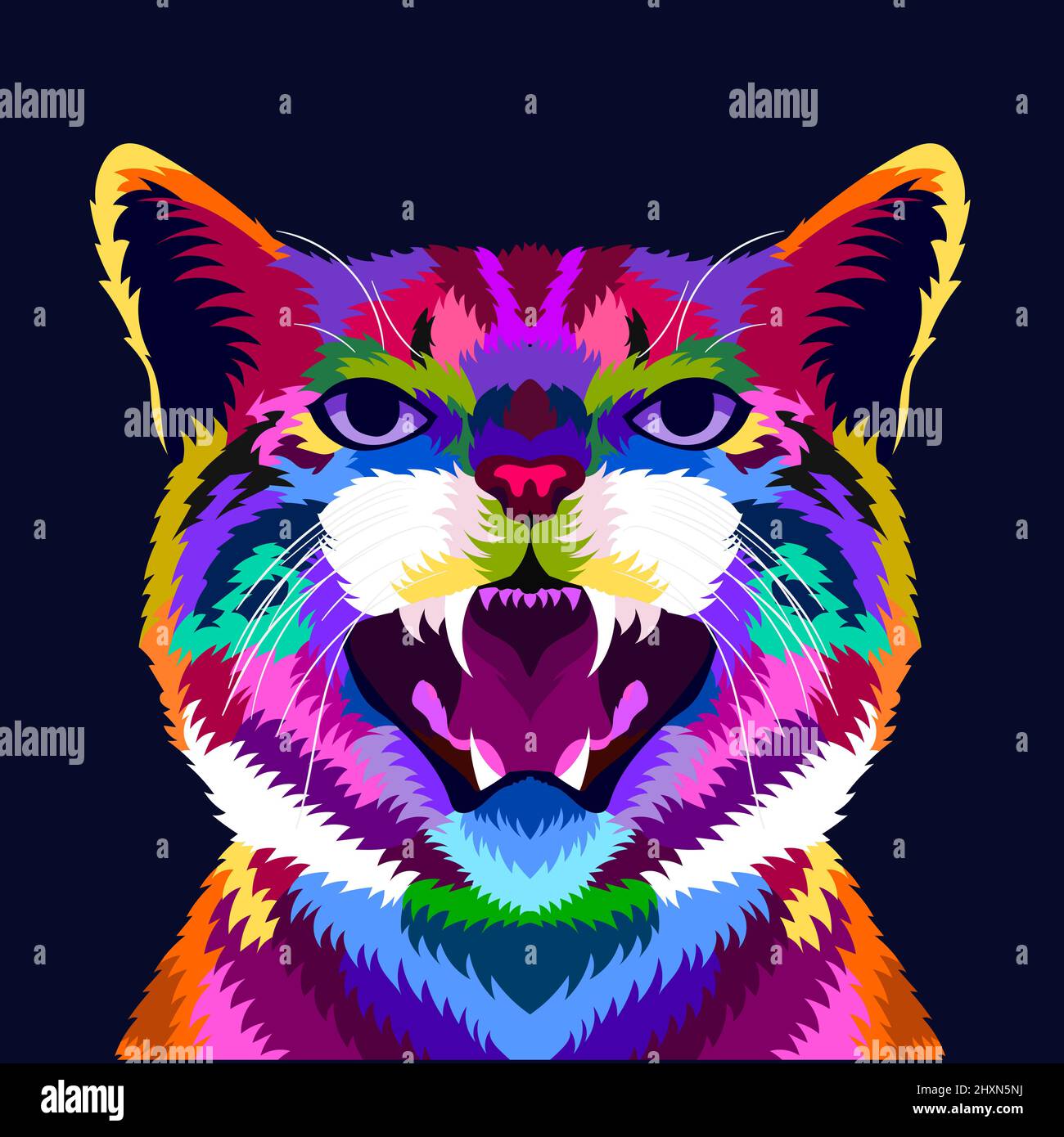 illustration colorful cat with pop art style Stock Vector