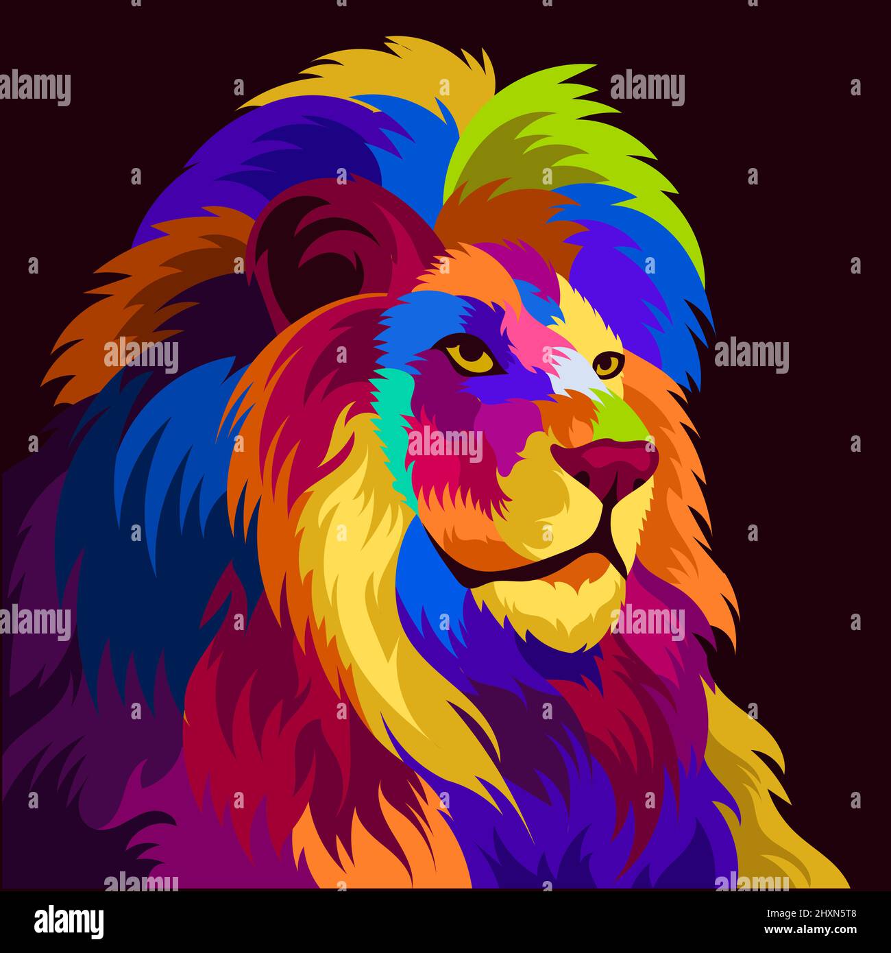 illustration colorful lion head with pop art style Stock Vector Image & Art  - Alamy