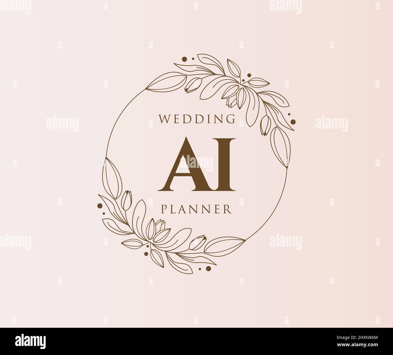 AI Initials letter Wedding monogram logos collection, hand drawn modern ...