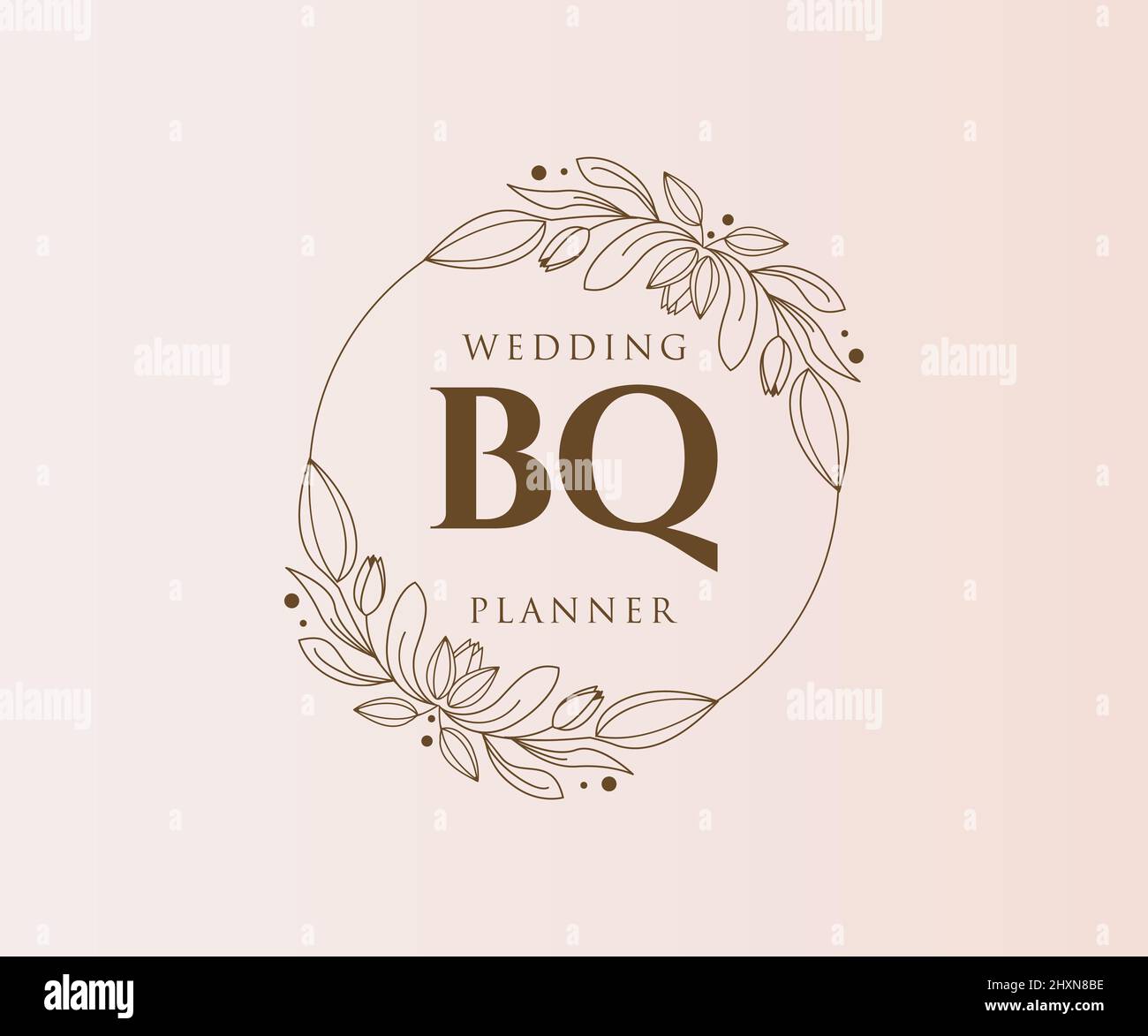 BQ Initials letter Wedding monogram logos collection, hand drawn modern ...