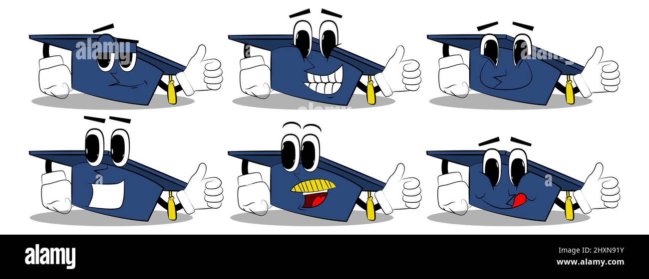 Graduation cap making thumbs up sign. Education, learning concept with ...