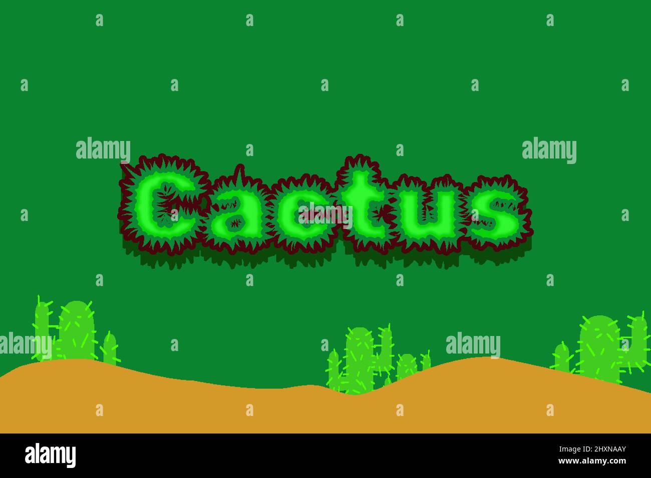 Editable text effects Cactus , words and font can be changed Stock Vector