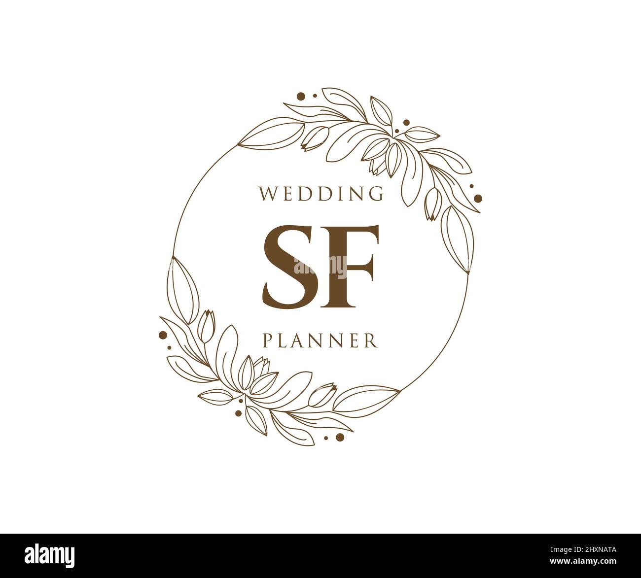 SF Initials letter Wedding monogram logos collection, hand drawn modern minimalistic and floral templates for Invitation cards, Save the Date, elegant Stock Vector