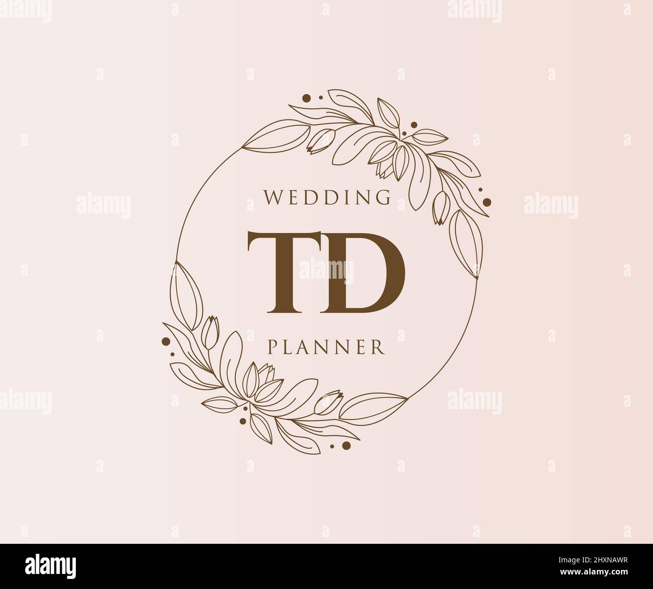 TD Initials letter Wedding monogram logos collection, hand drawn modern ...