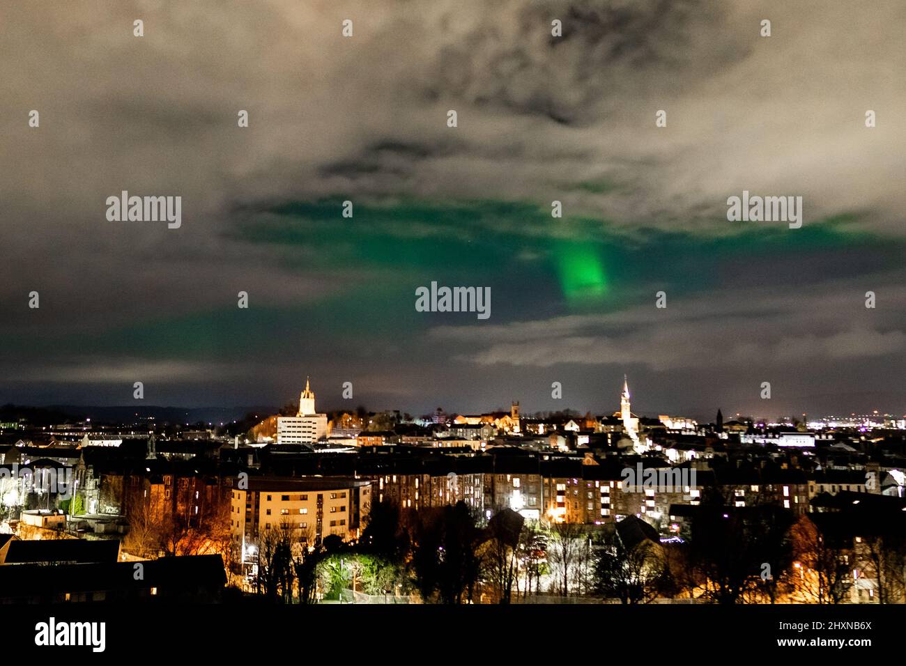 UK WEATHER Paisley , Scotland 13th March 2022, a storm Northern tonight produced a