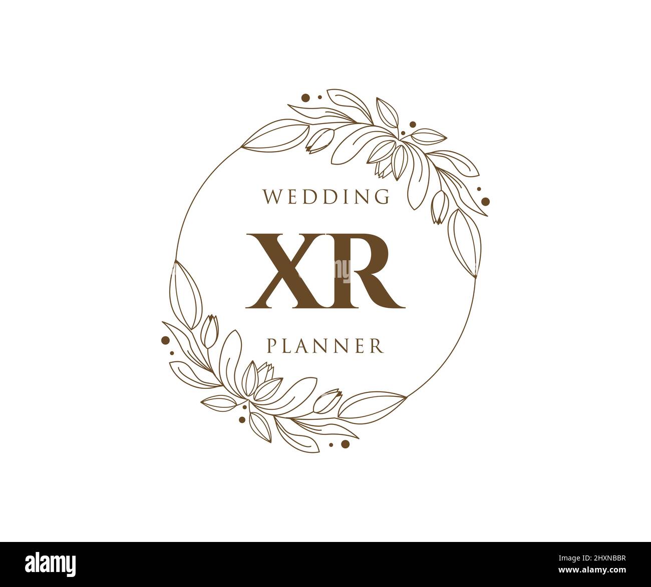 XR Initials letter Wedding monogram logos collection, hand drawn modern minimalistic and floral templates for Invitation cards, Save the Date, elegant Stock Vector