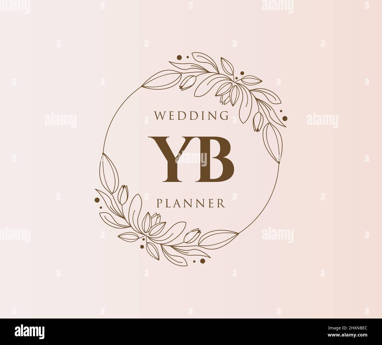 YB Initials letter Wedding monogram logos collection, hand drawn modern minimalistic and floral templates for Invitation cards, Save the Date, elegant Stock Vector