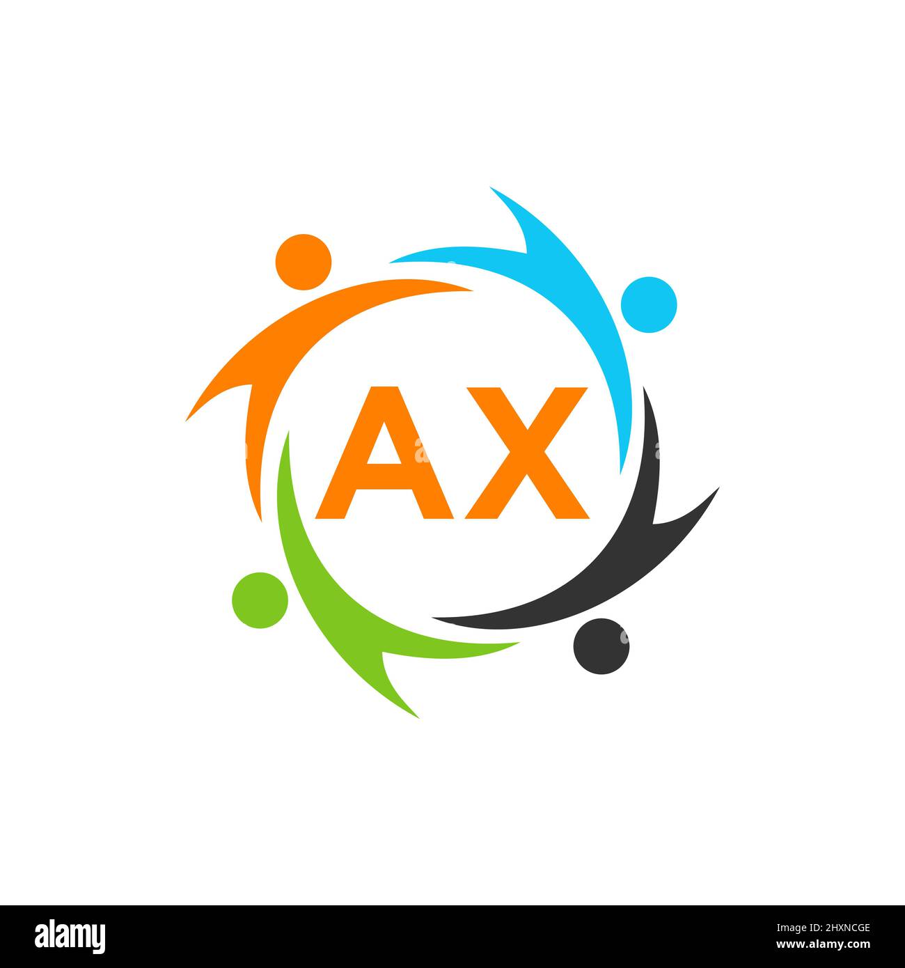 Charity Logo Template On Letter AX, Initial Unity Foundation Human Logo ...