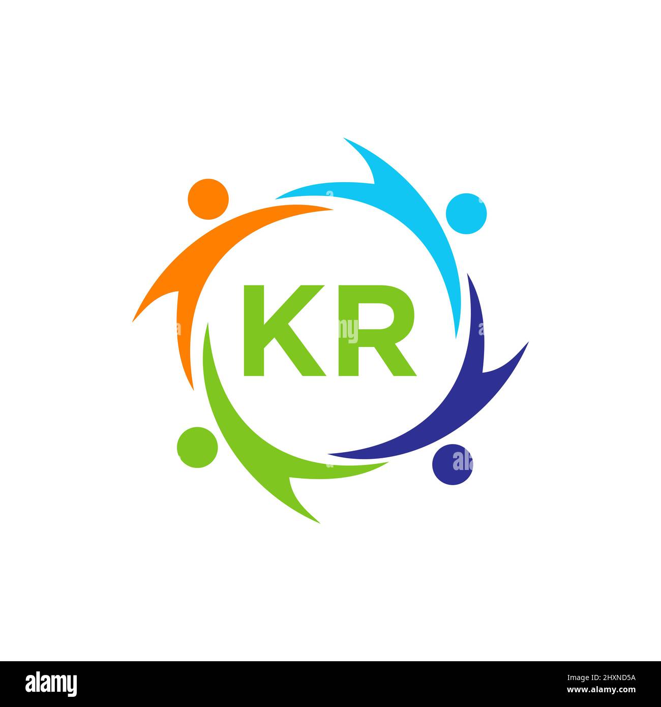 Charity Logo Template On Letter KR, Initial Unity Foundation Human Logo ...