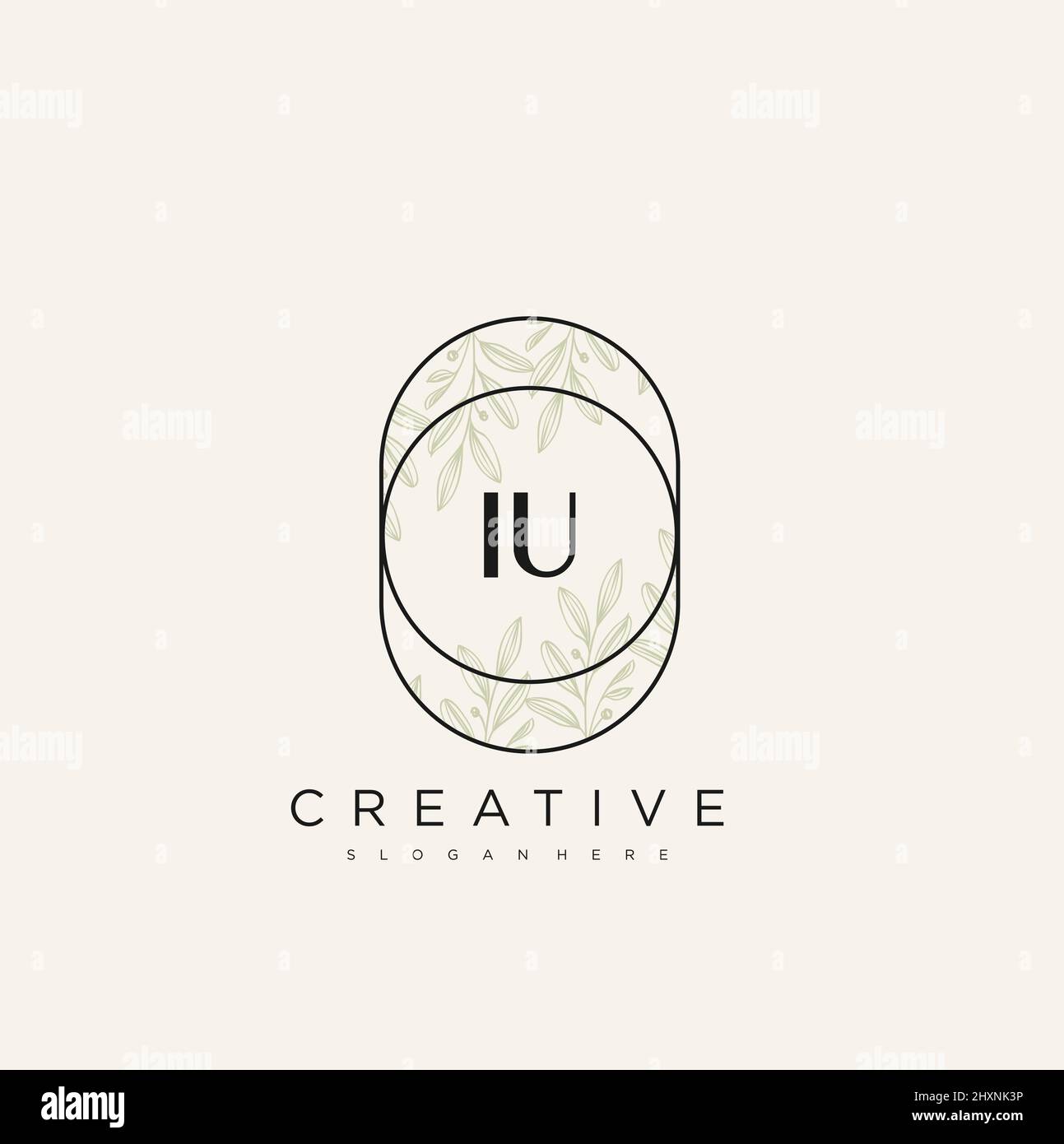 IU Initial Letter Flower Logo Template Vector premium vector Stock Vector