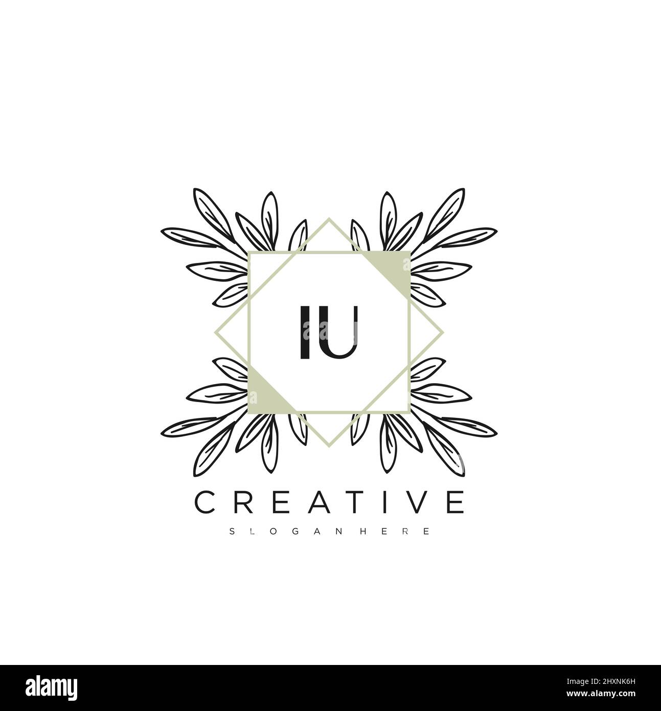 IU Initial Letter Flower Logo Template Vector premium vector Stock Vector
