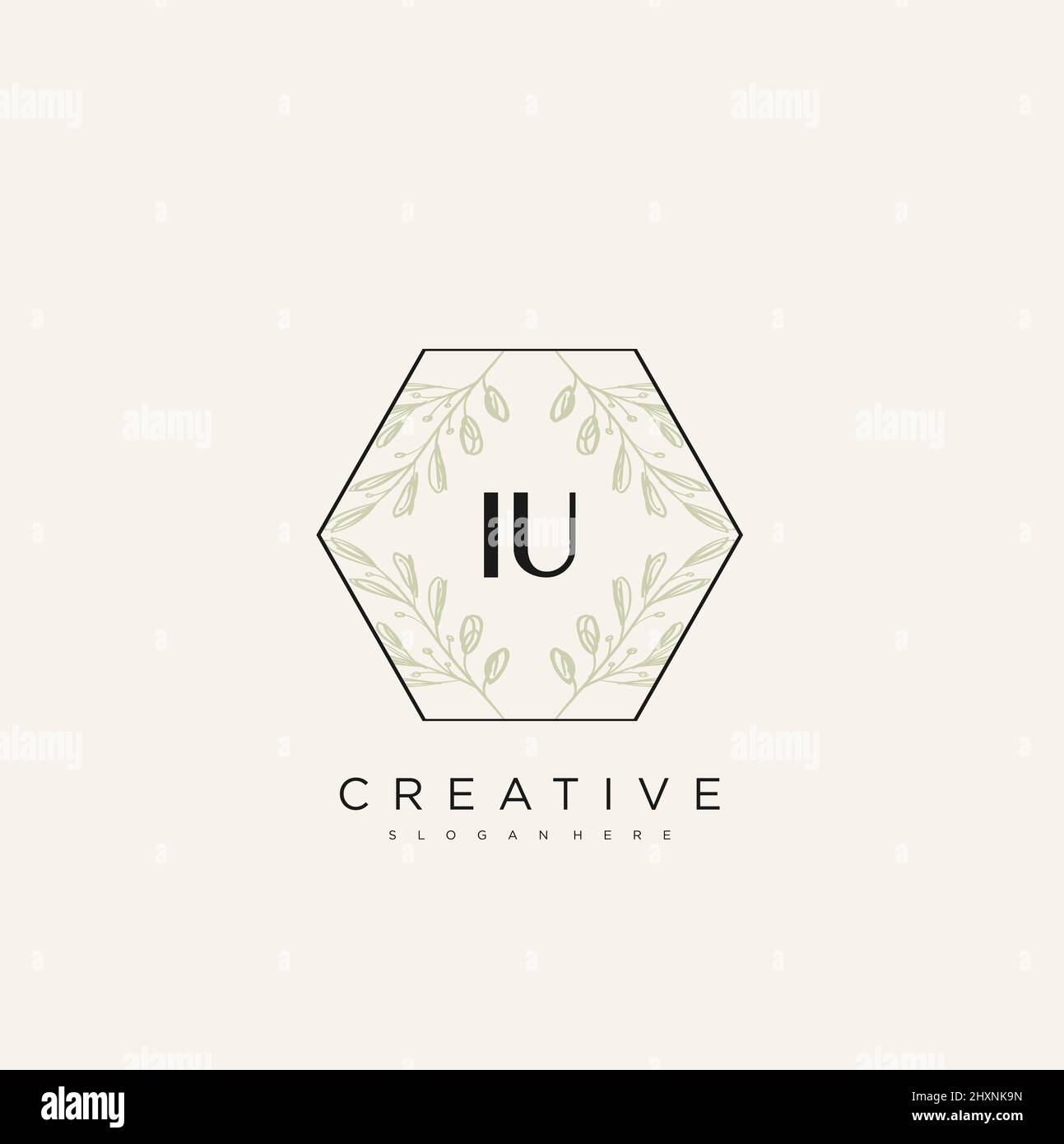 IU Initial Letter Flower Logo Template Vector premium vector Stock Vector