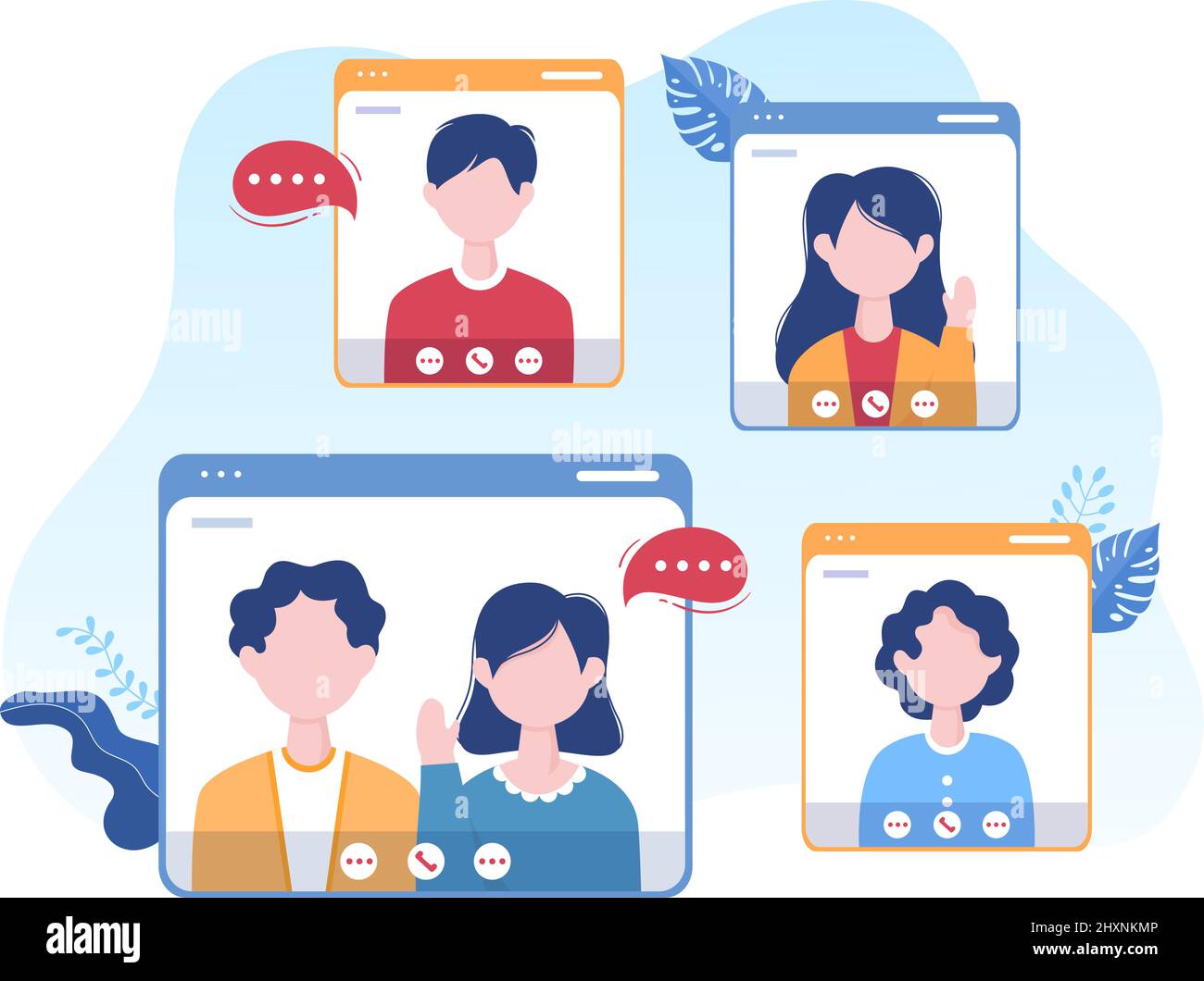 Conference Video Call by Remote Communication with Online Friends using