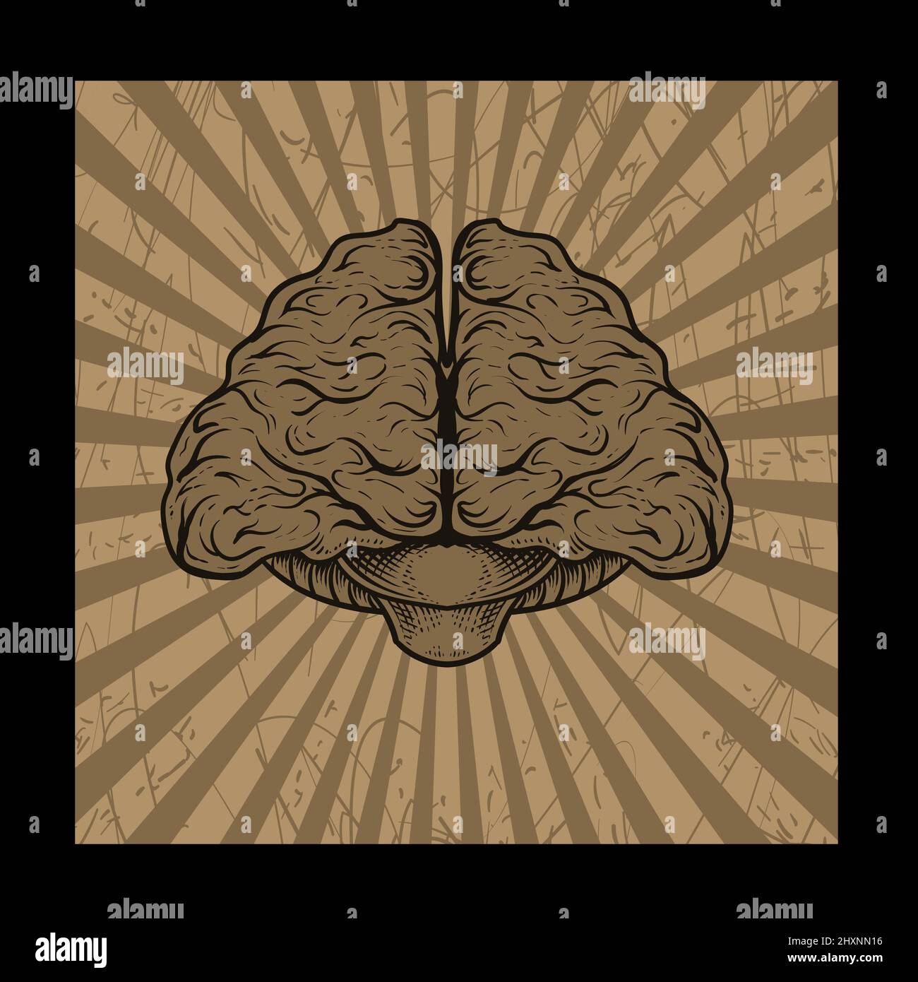 illustration antique brain with engraving style Stock Vector Image ...