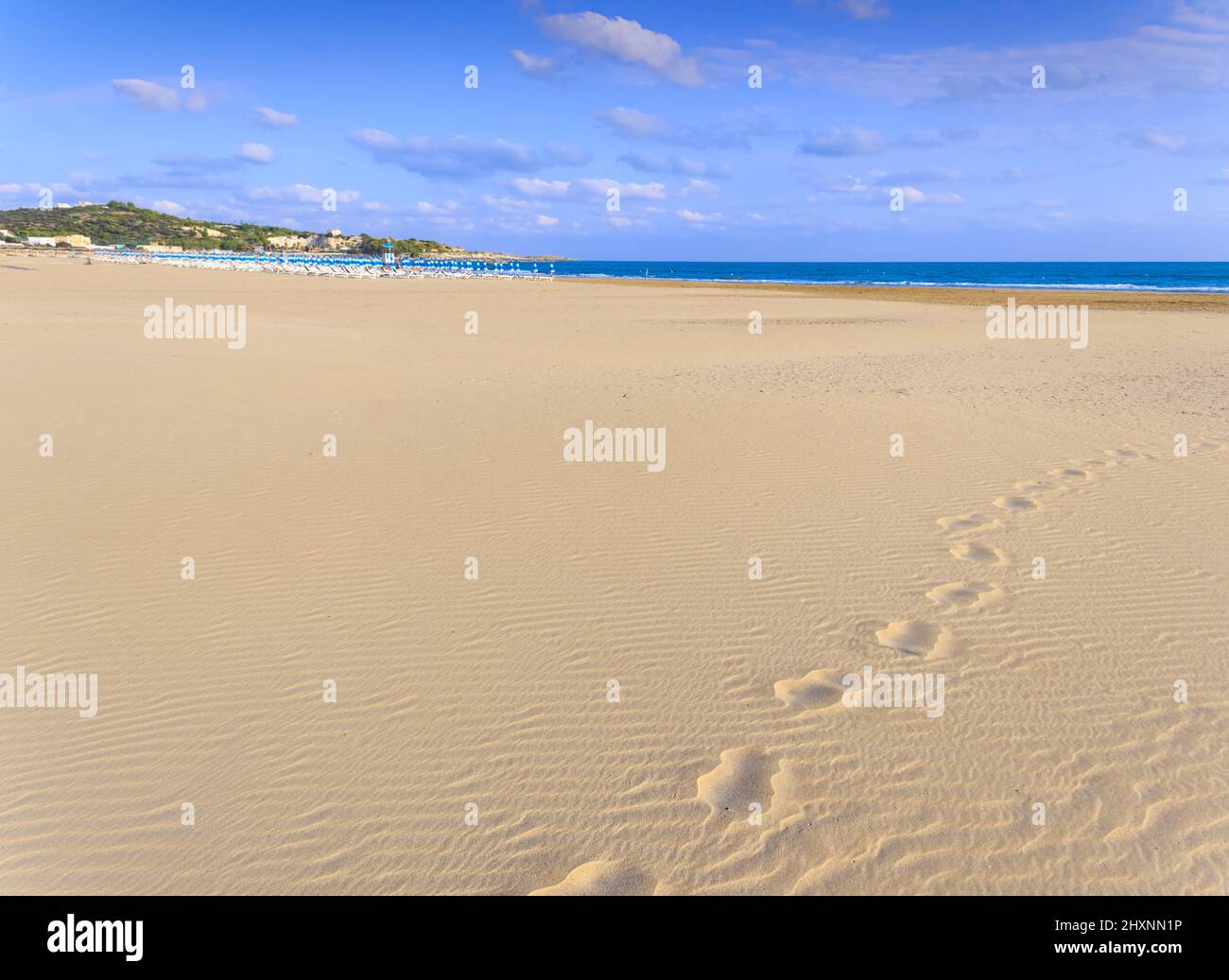 The most beautiful beaches of Puglia, Italy: San Lorenzo Beach in Vieste. Stock Photo