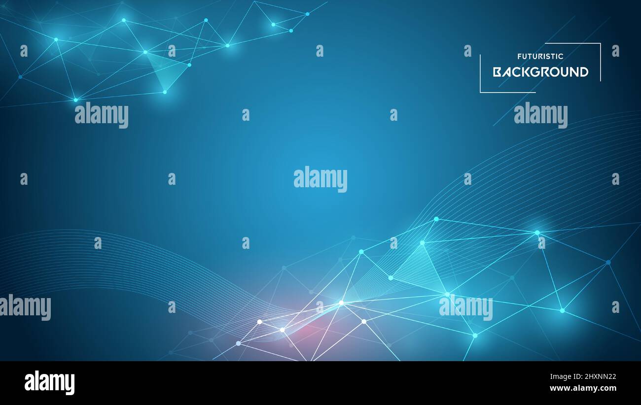 Futuristic abstract background with flowing lines and dots ...