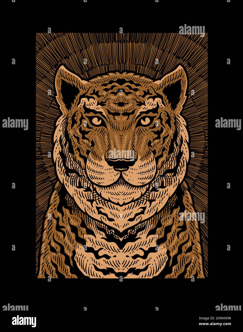 illustration vintage tiger with engraving style Stock Vector Image ...