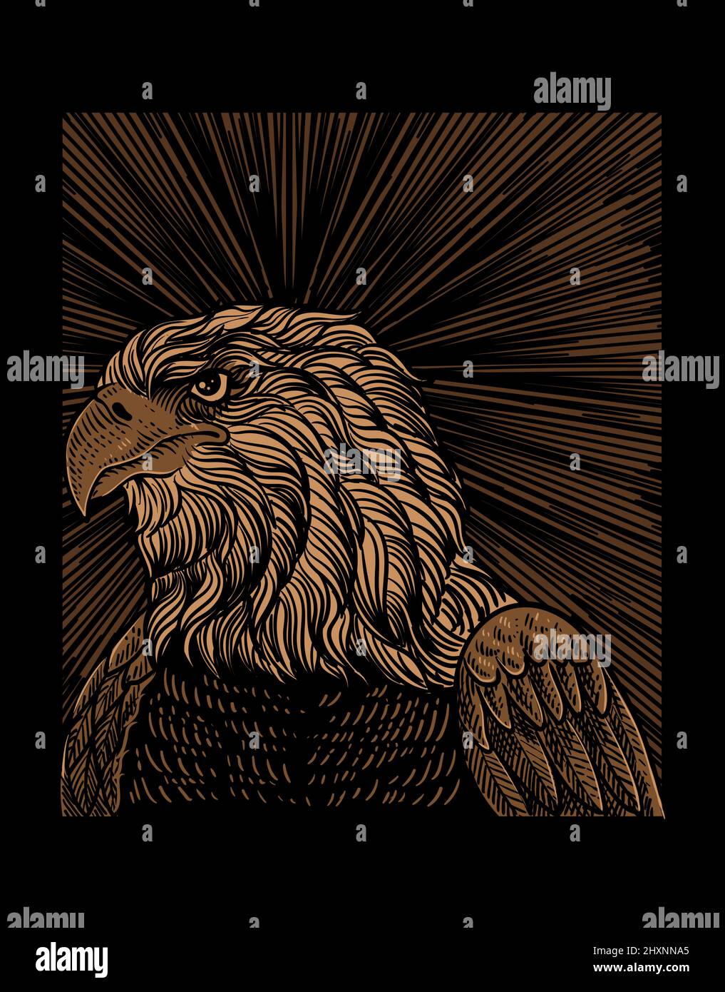 illustration vintage eagle with engraving style Stock Vector Image ...