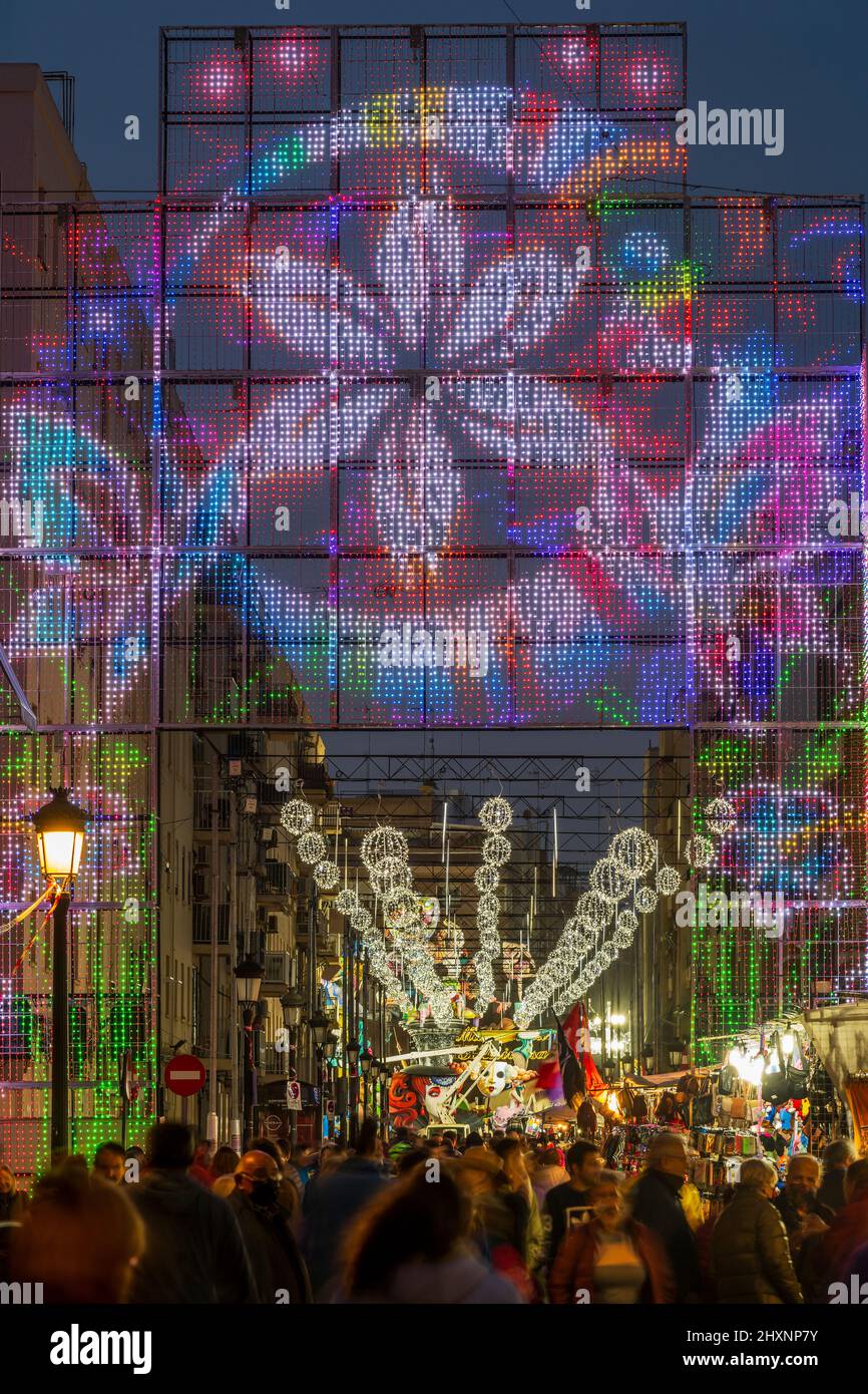 Street light decoration during the Annual Fallas Festival, Valencia