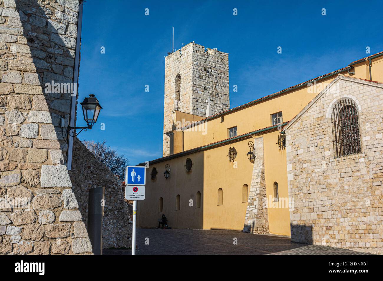 View of the Bell Tower in the old city, Antibes, France Stock Photo