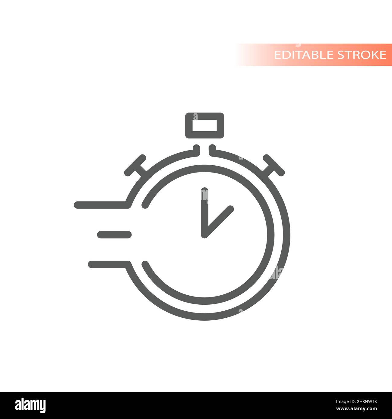 Stopwatch clock line vector icon. Fast time, deadline outlined symbol. Stock Vector