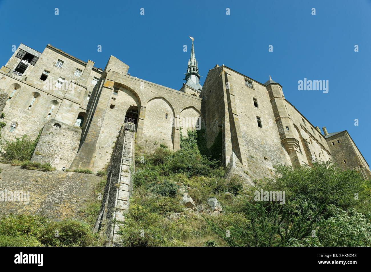 Abbey of Mont-Saint-Michel (Manche, Normandy, France). Stock Photo