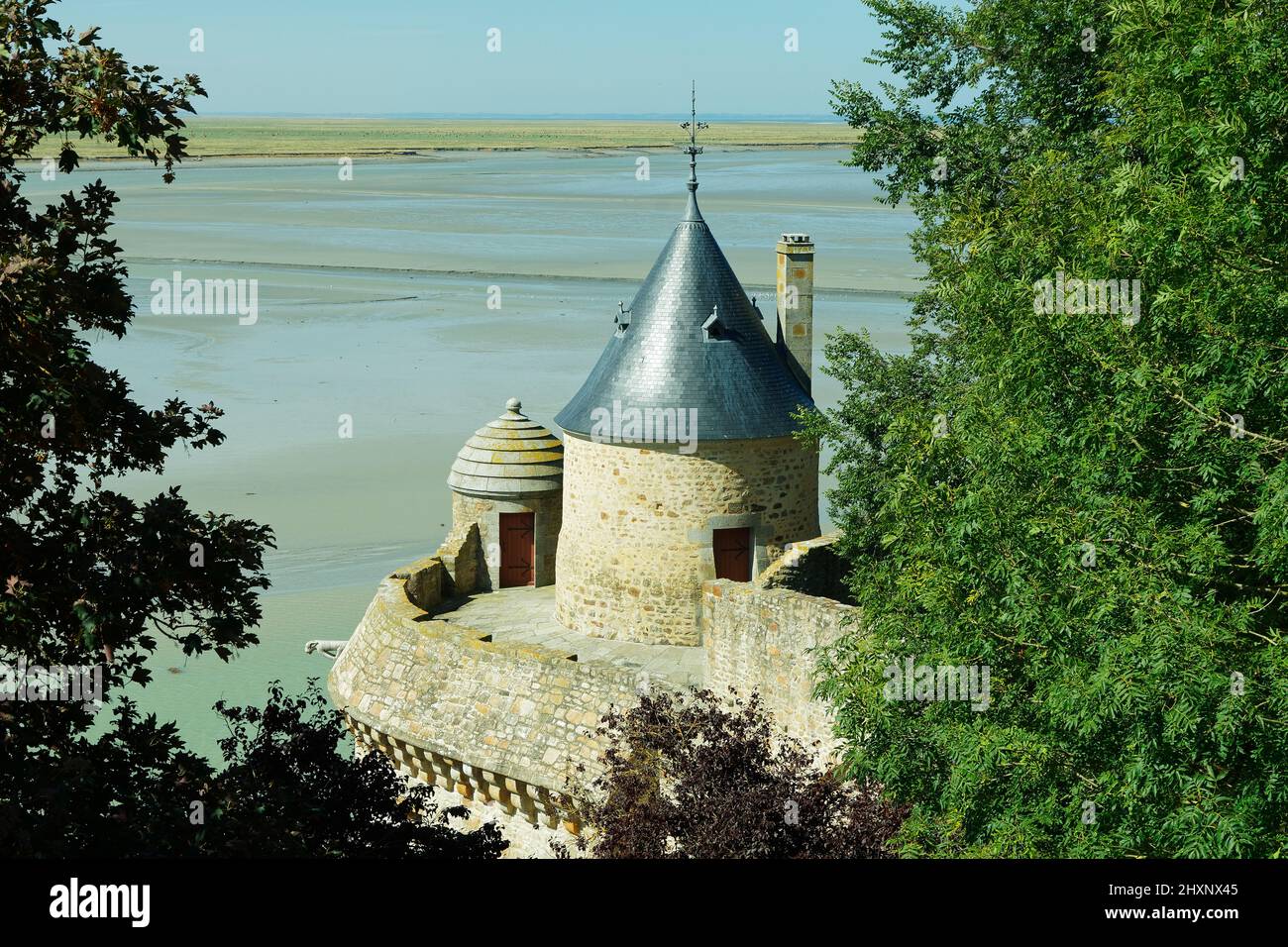 Gabriel tower in Mont-Saint-Michel (Manche, Normandy, France) Stock Photo