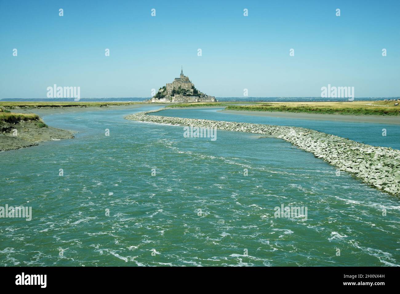 Coastal river : le Couesnon in Mont-Saint-Michel (Manche, Normandy, France). Stock Photo