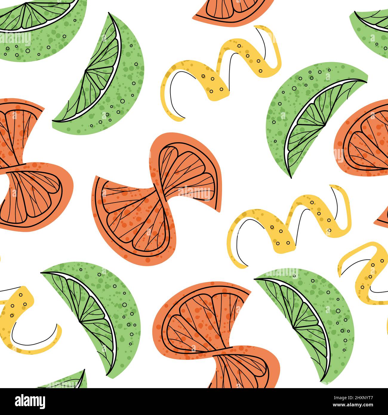 Seamless pattern - fruit illustration. Cocktail garnish.  Stock Vector
