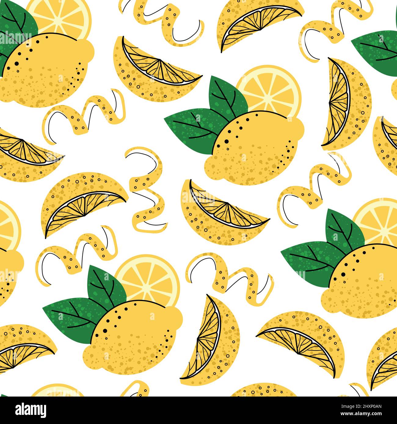 Seamless pattern - fruit illustration. Cocktail garnish.  Stock Vector