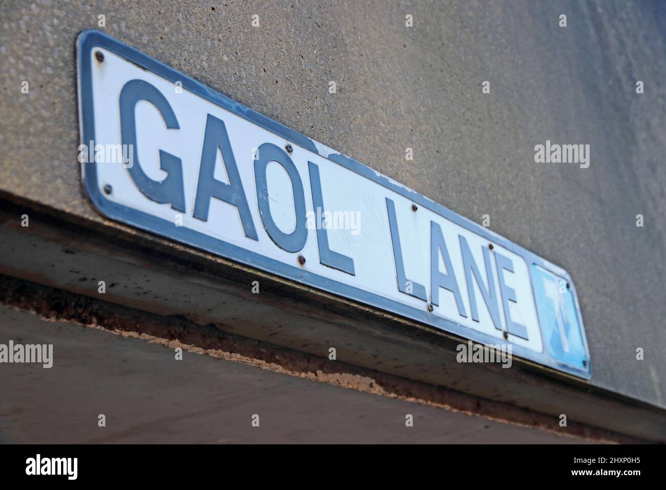 Gaol Lane sign, Halifax Stock Photo