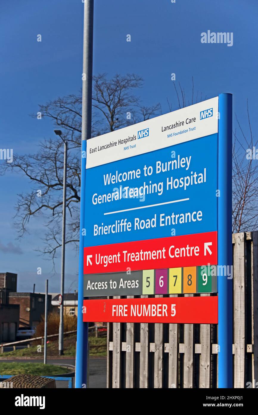 Sign at main entrance to Burnley General Hospital Stock Photo Alamy
