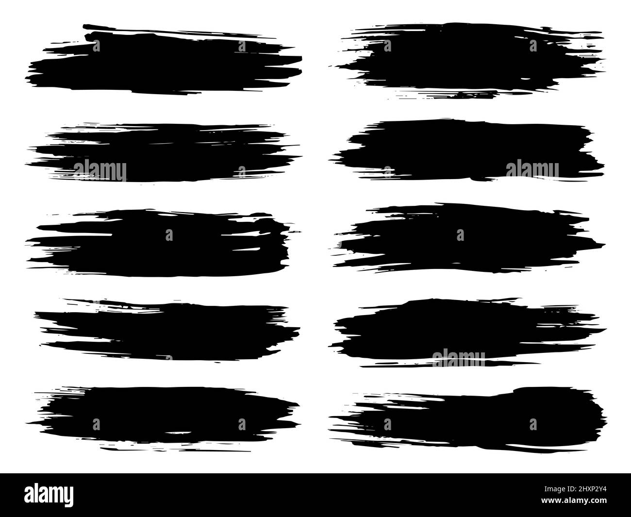 Collection of artistic grungy black paint hand made creative brush ...