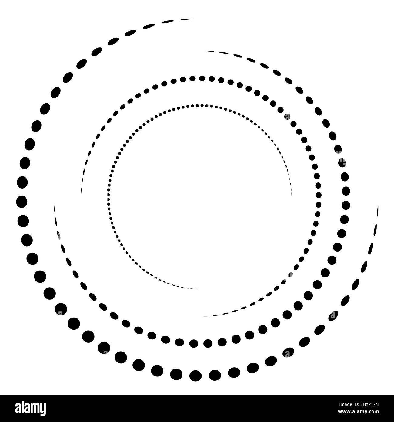 Halftone dots form circle round logo and dotted lens frame Stock Vector