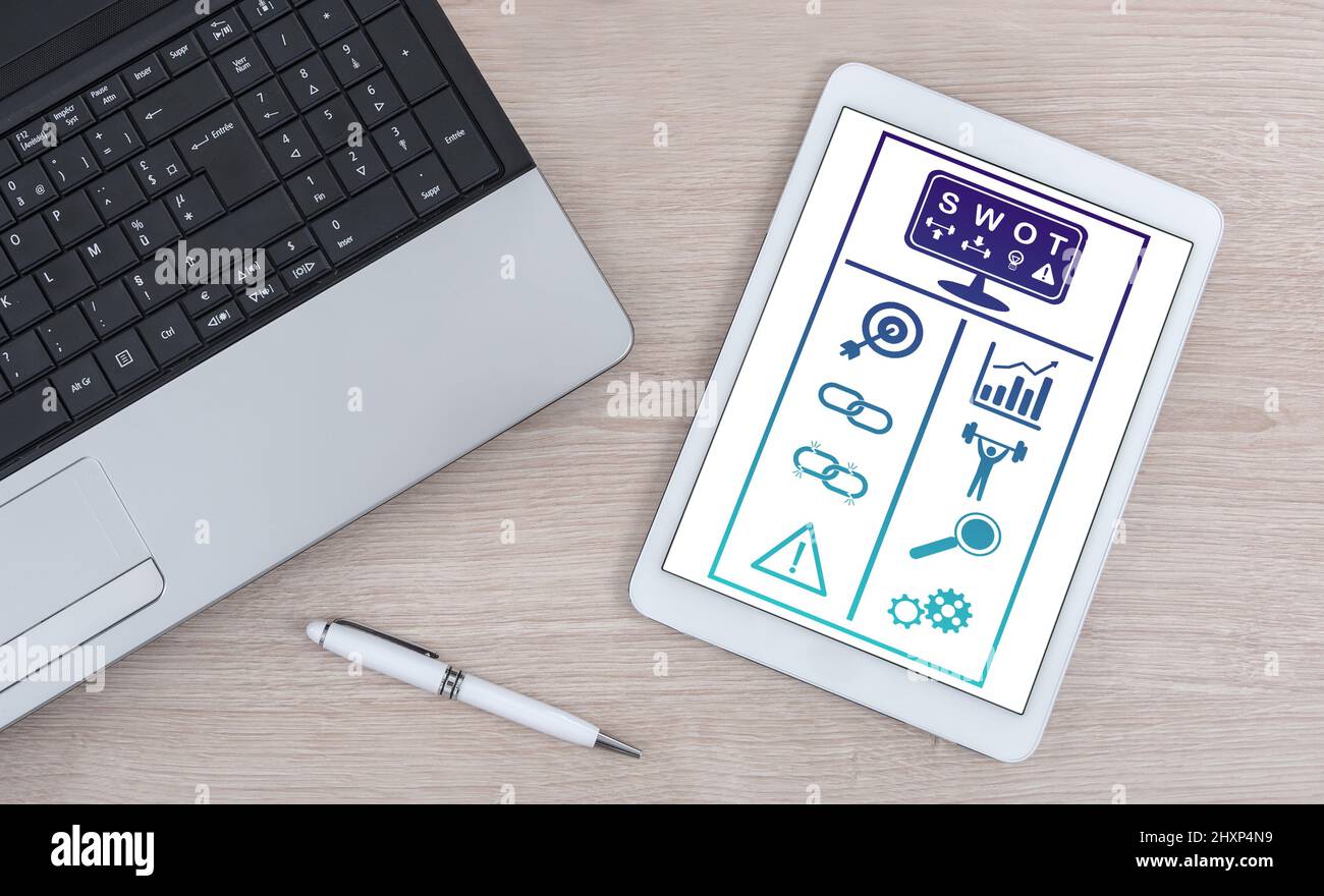 Swot concept shown on a digital tablet Stock Photo