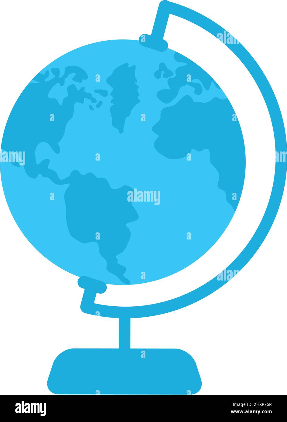 Round globe with worldwide map semi flat color vector object Stock Vector