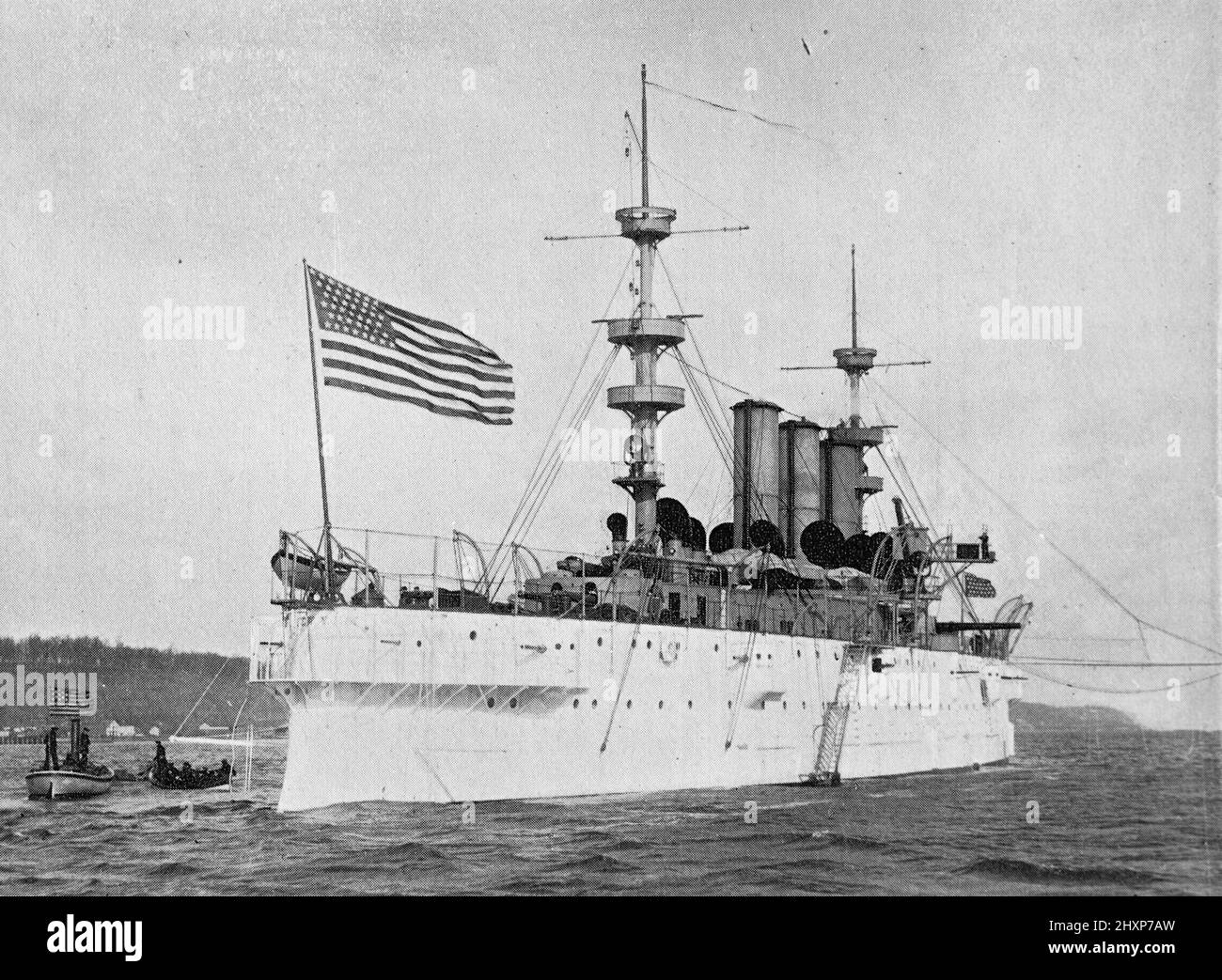 Armored Cruiser, USS New York; Black and white photograph taken circa 1890s Stock Photo