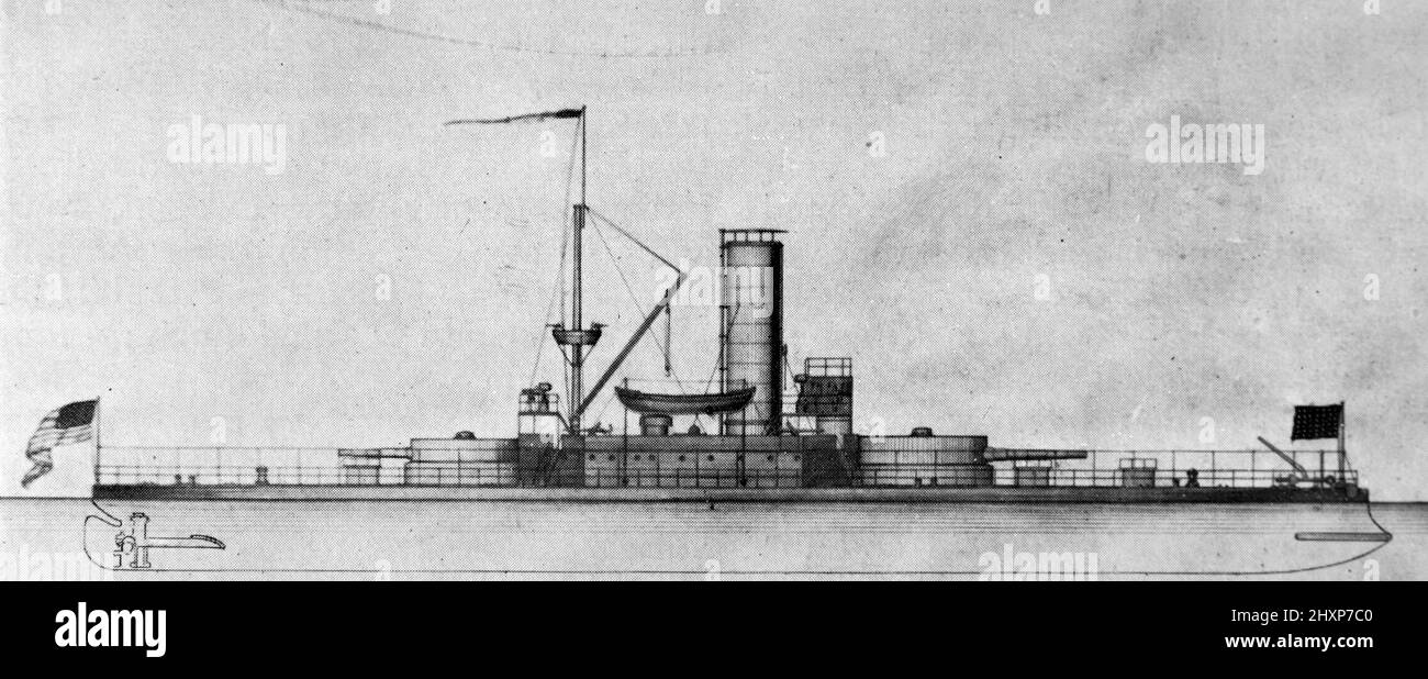 USS Monterey; Black and White Illustration circa 1890s Stock Photo
