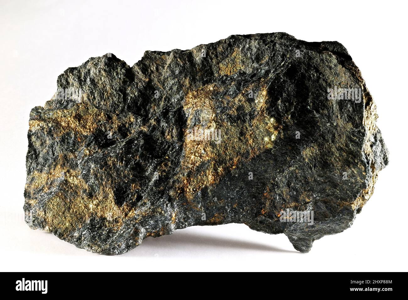 Industrial copper ore called chalcopyrite. Stock Photo