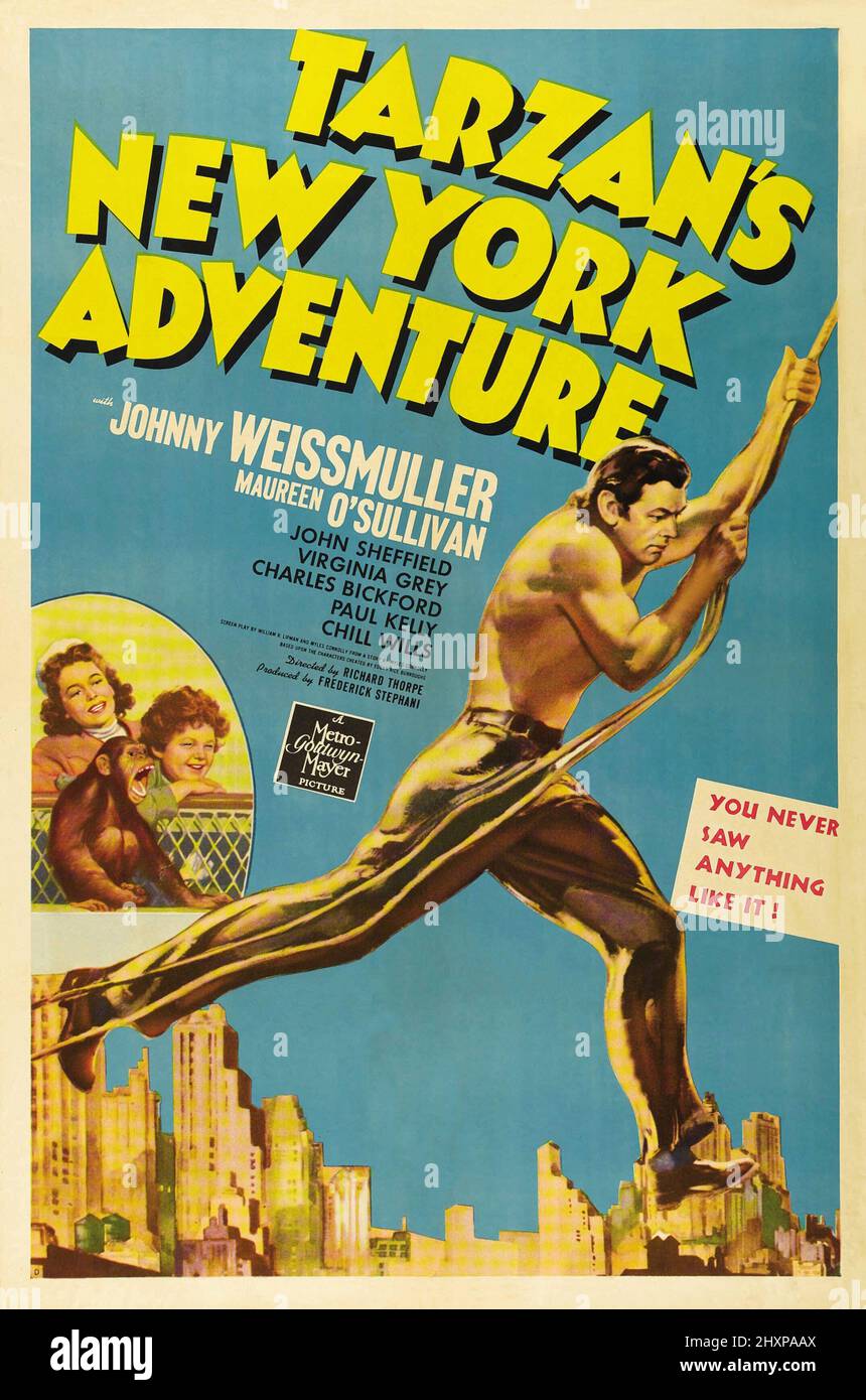 JOHNNY WEISSMULLER in TARZAN'S NEW YORK ADVENTURE (1942), directed by RICHARD THORPE. Credit: M.G.M. / Album Stock Photo
