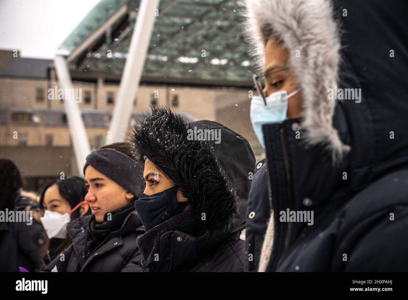 Protesters seen listening to speeches during the women’s “Live With No ...