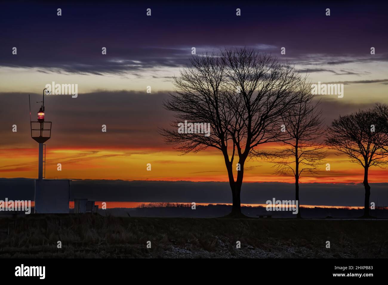 Lever de soleil, Saint Valery sur Somme, baie de Somme Stock Photo