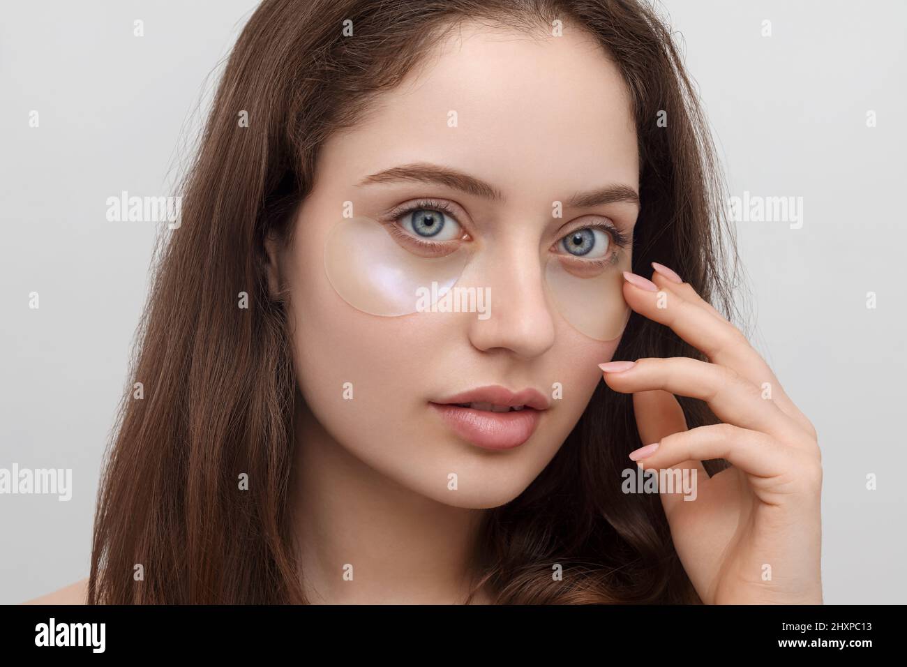 Young girl with eye patch, close up Stock Photo