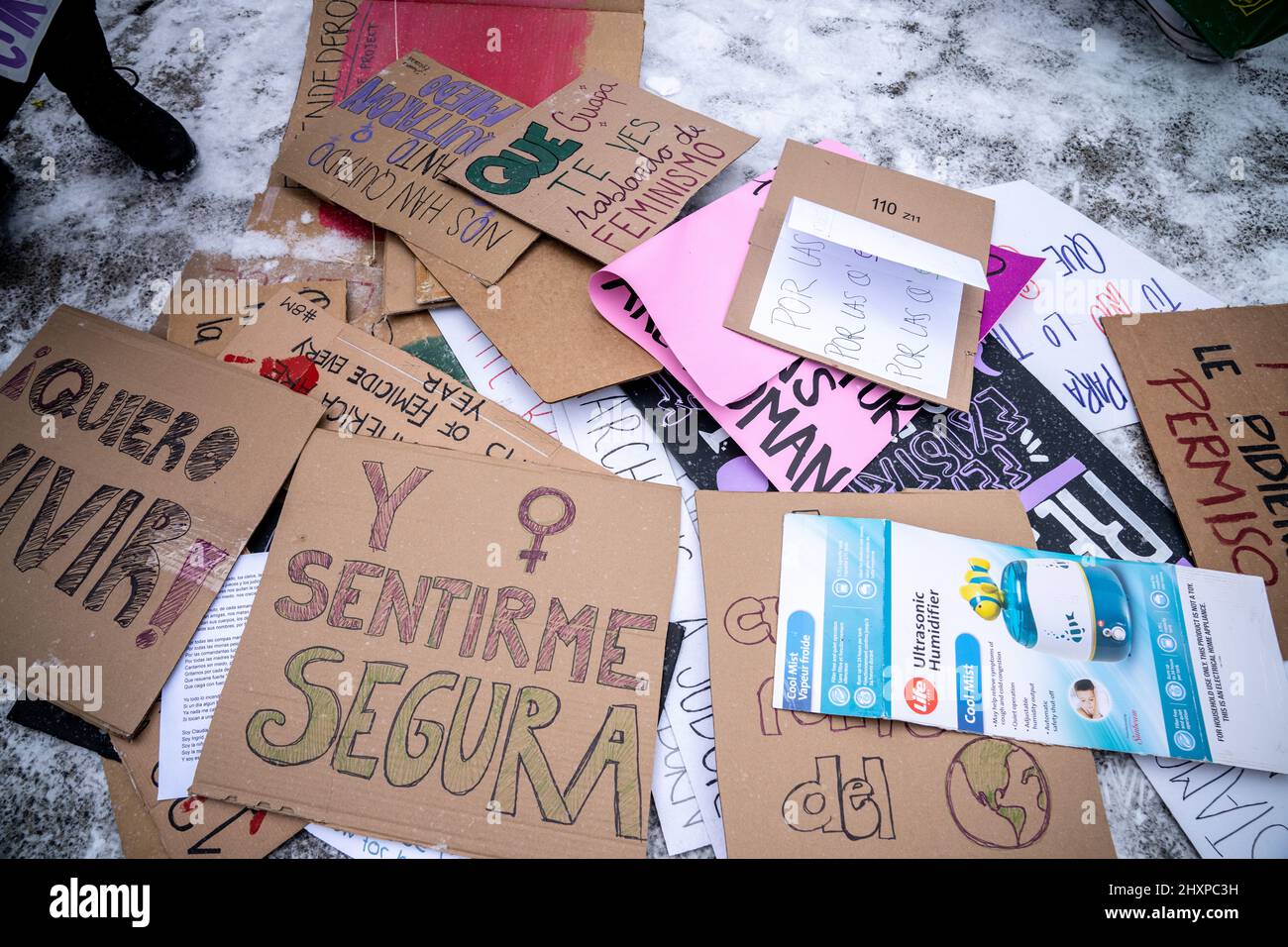 Placards seen on the ground during the women’s “Live With No Fear ...