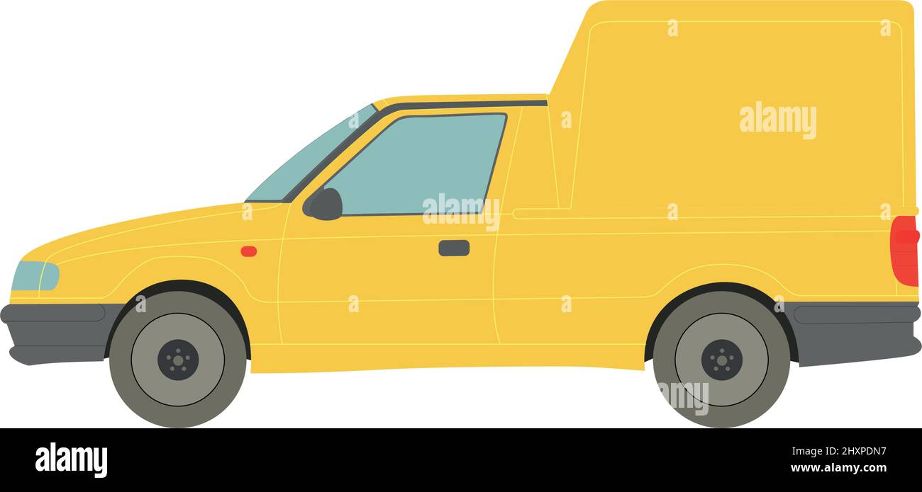 Yellow cargo minivan on a white background - Vector illustration Stock ...