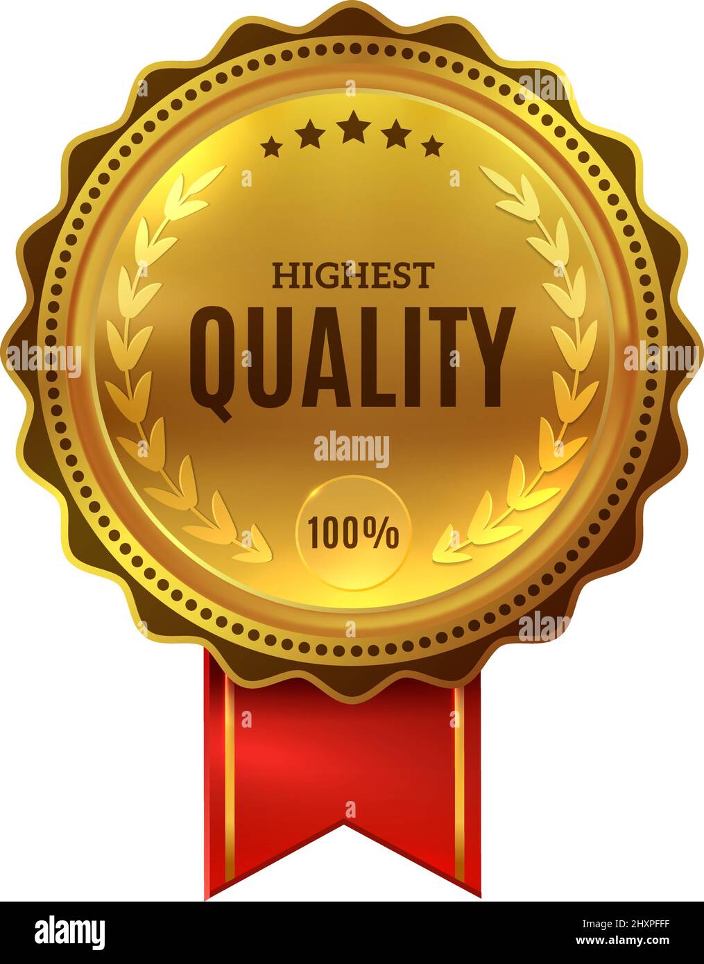 Highest quality mark. Golden badge for best product Stock Vector